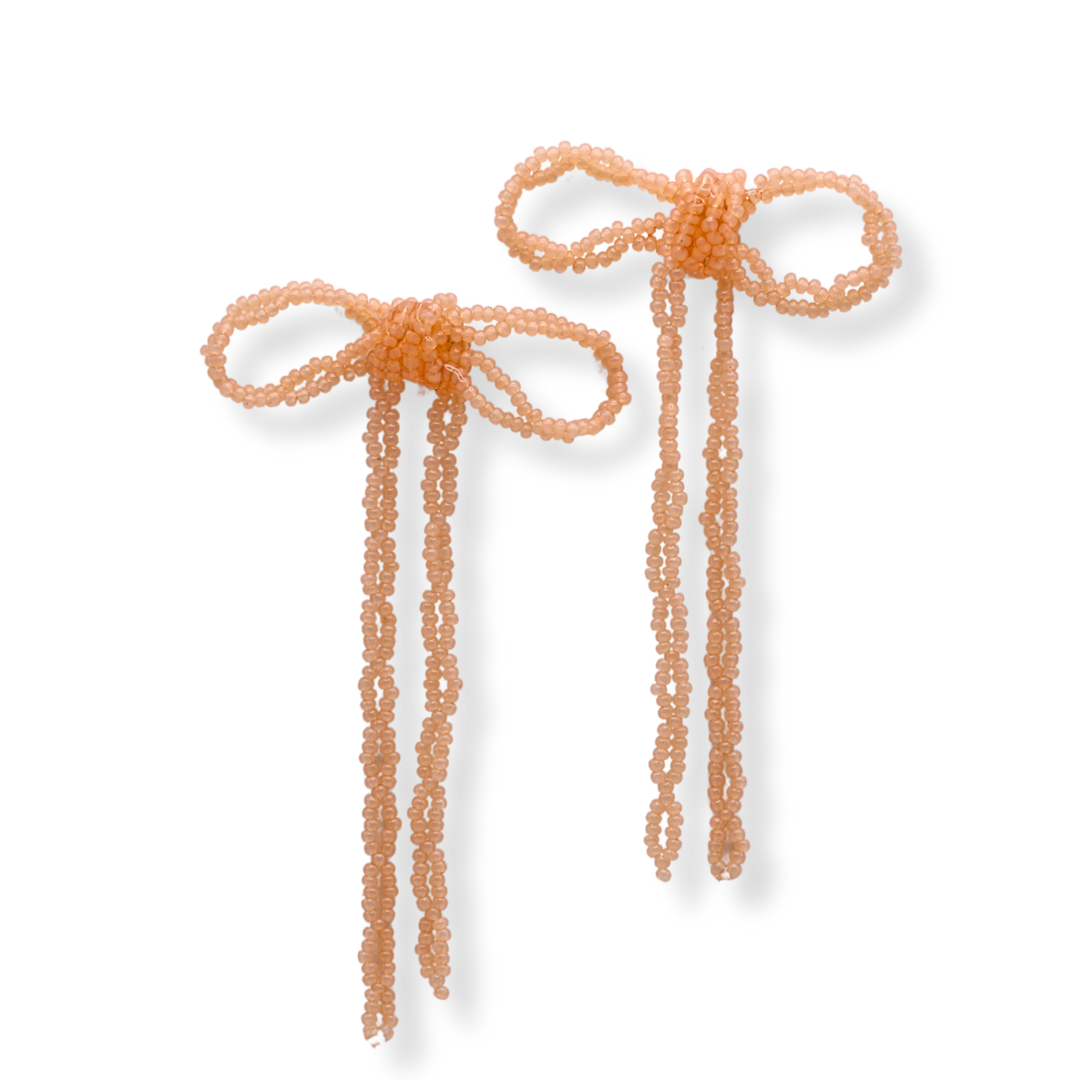Prepare for compliments with our Gracie Beaded Bow Earrings. Each earring is hand-strung with glass beads in the color of your choice. These statement earrings add the perfect feminine touch to everyday wear or a special-occasion ensemble.