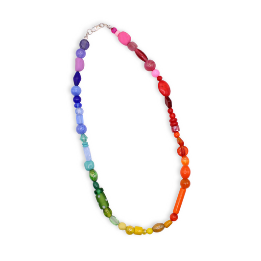 One of a Kind Beaded Rainbow Necklace