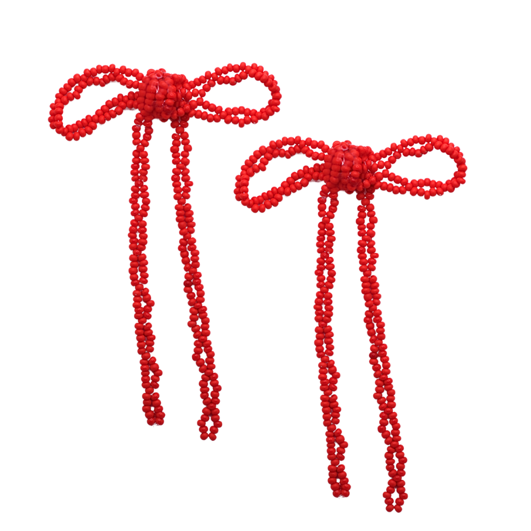 Gracie Beaded Bow Earrings