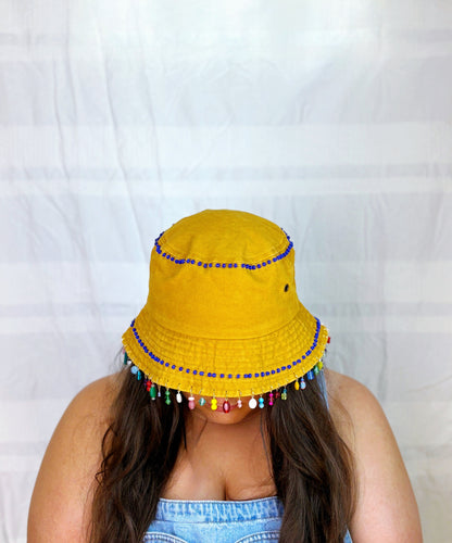 Beaded Embroidered Bucket Hat