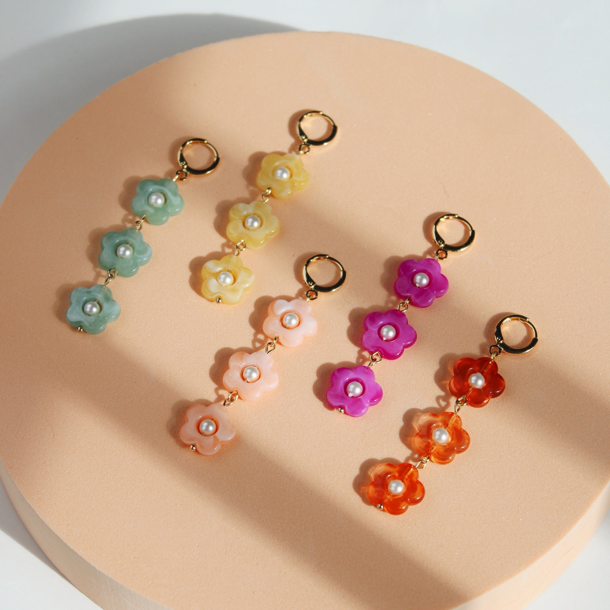 Posey Flower Dangle Earrings in mint, yellow, peach, berry, tortoise | Summer Nikole Jewelry