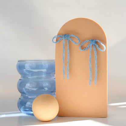 Gracie blue glass bead bow earrings | Summer Nikole Jewelry in Greenville, SC
