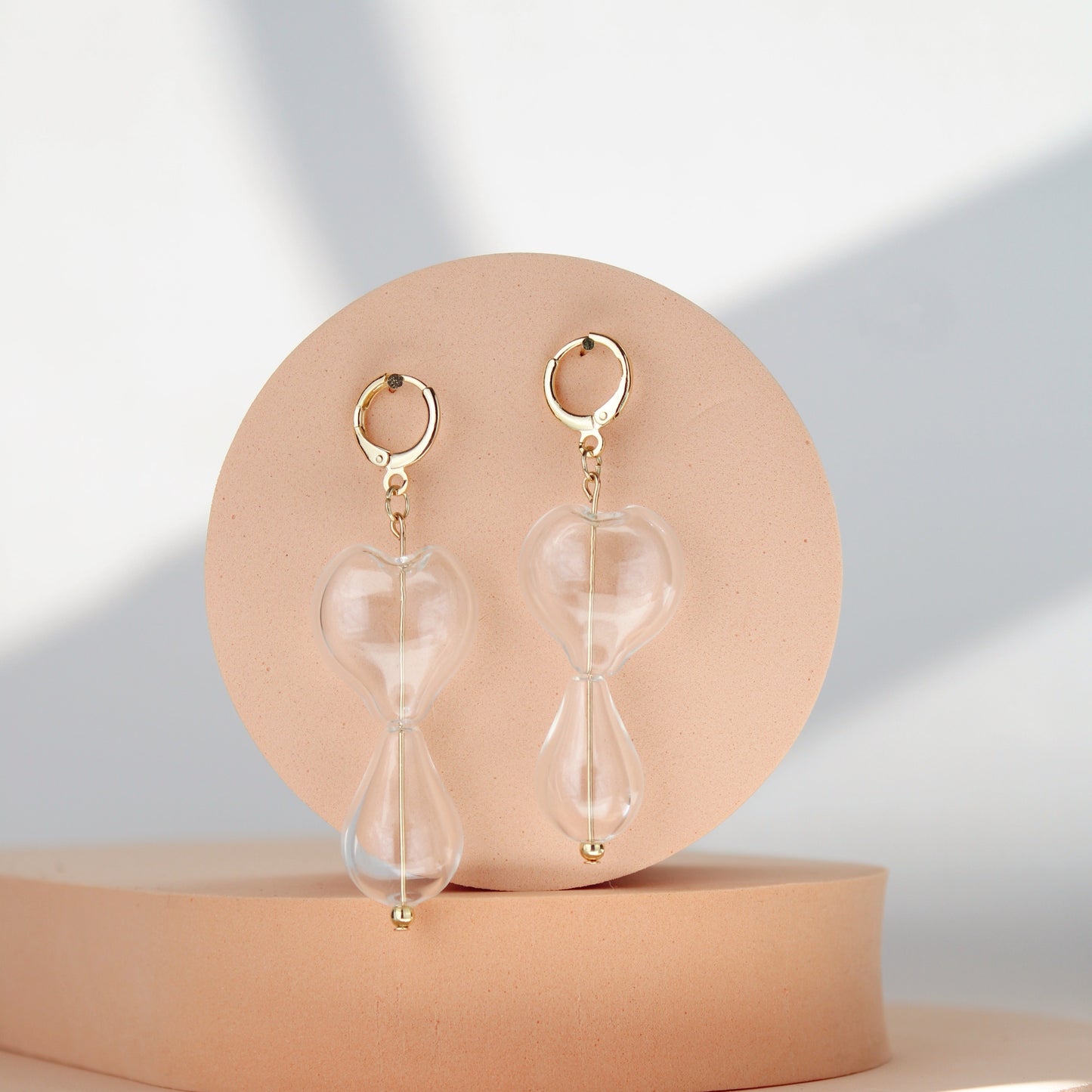 Daphne clear lampwork glass earrings designed by Summer Nikole Jewelry in Greenville, SC