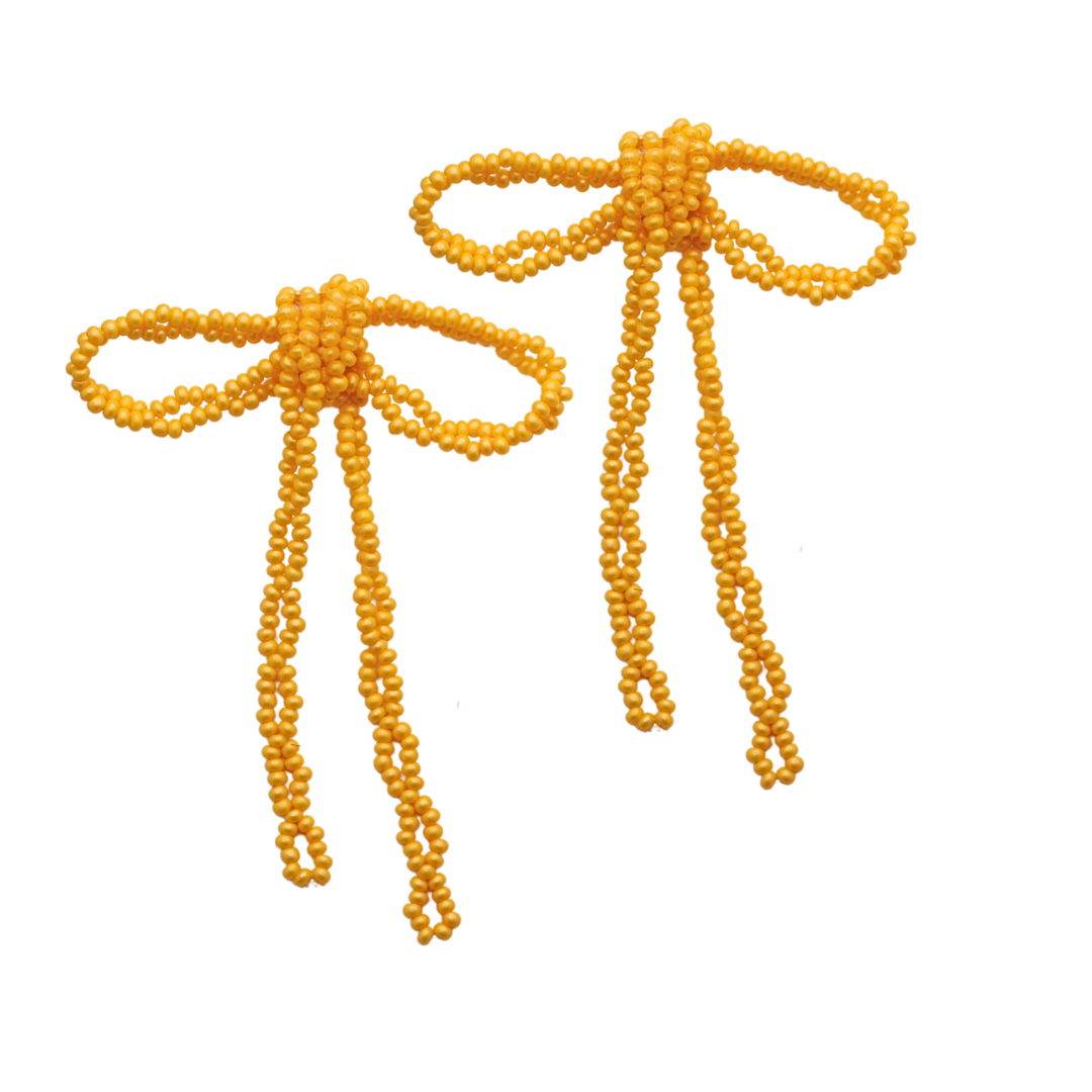 Gracie Beaded Bow Earrings