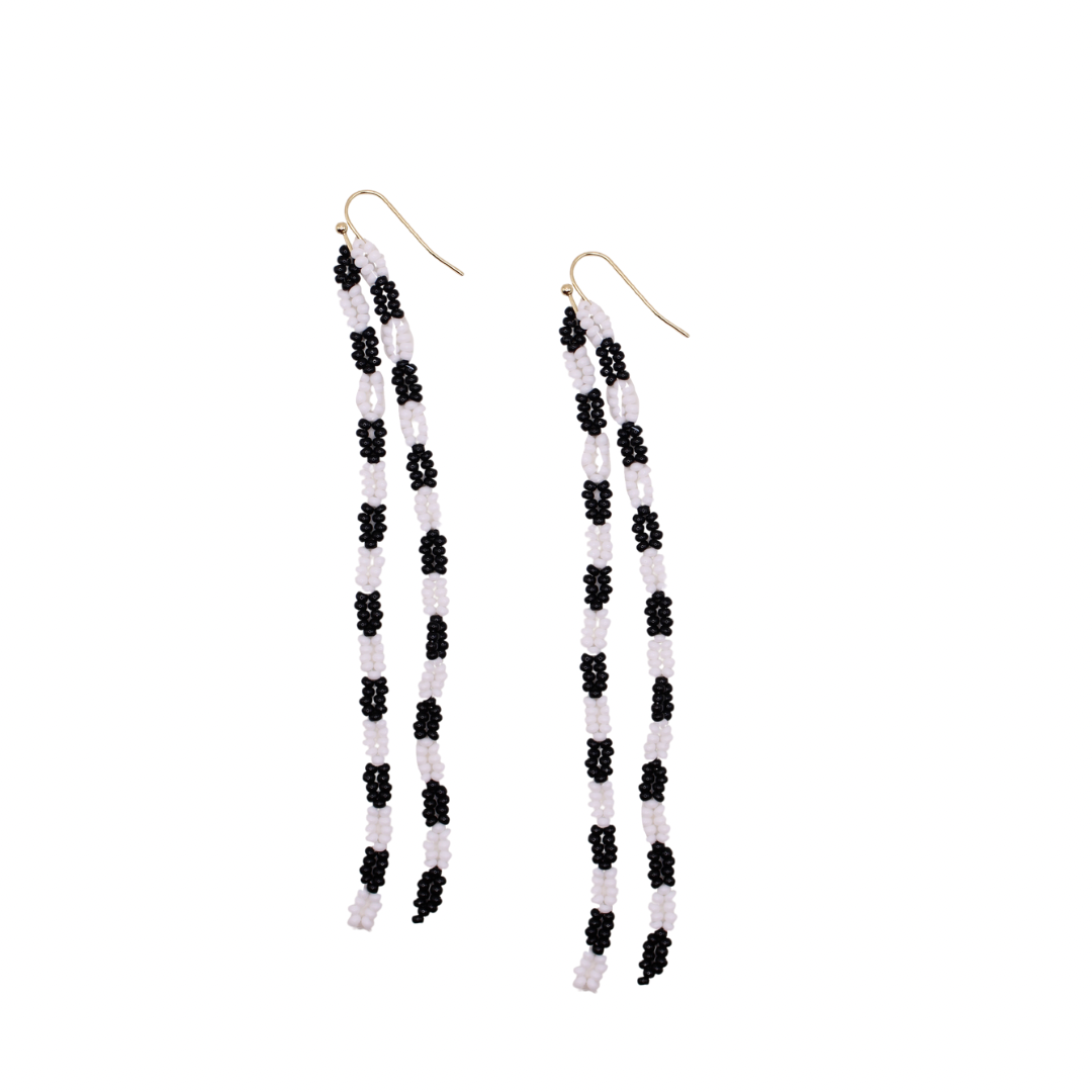 Sibley Checkered Beaded Earrings in black and white | Summer Nikole Jewelry