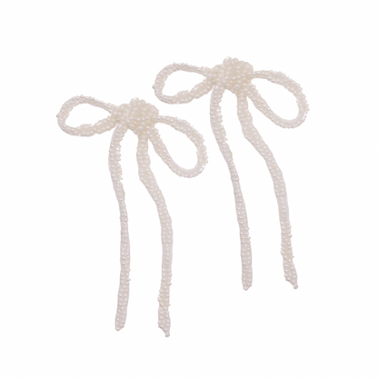 Gracie Beaded Bow Earrings in White | Summer Nikole Jewelry