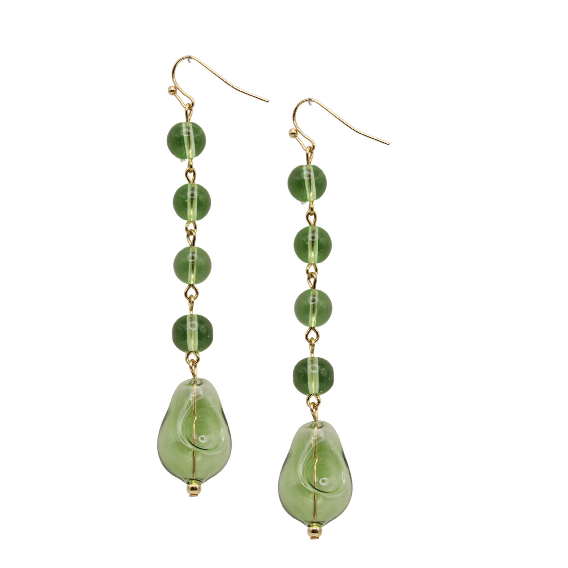 OOAK Green Glass Beaded Dangle Earrings | Summer Nikole Jewelry