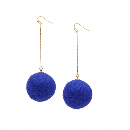 Sloane Pom Earrings in blue | Summer Nikole Jewelry